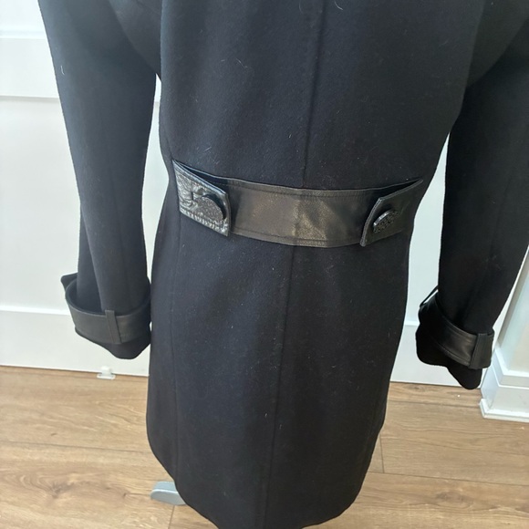 Badgley Mischka Black Trench Coat, wool blend - Picture 4 of 6